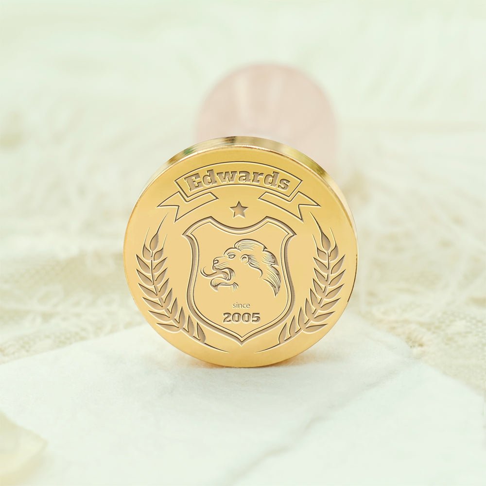 Custom Family Crest Wax Seal Stamp with Name, Initial, or Totem - Style 16 16-3