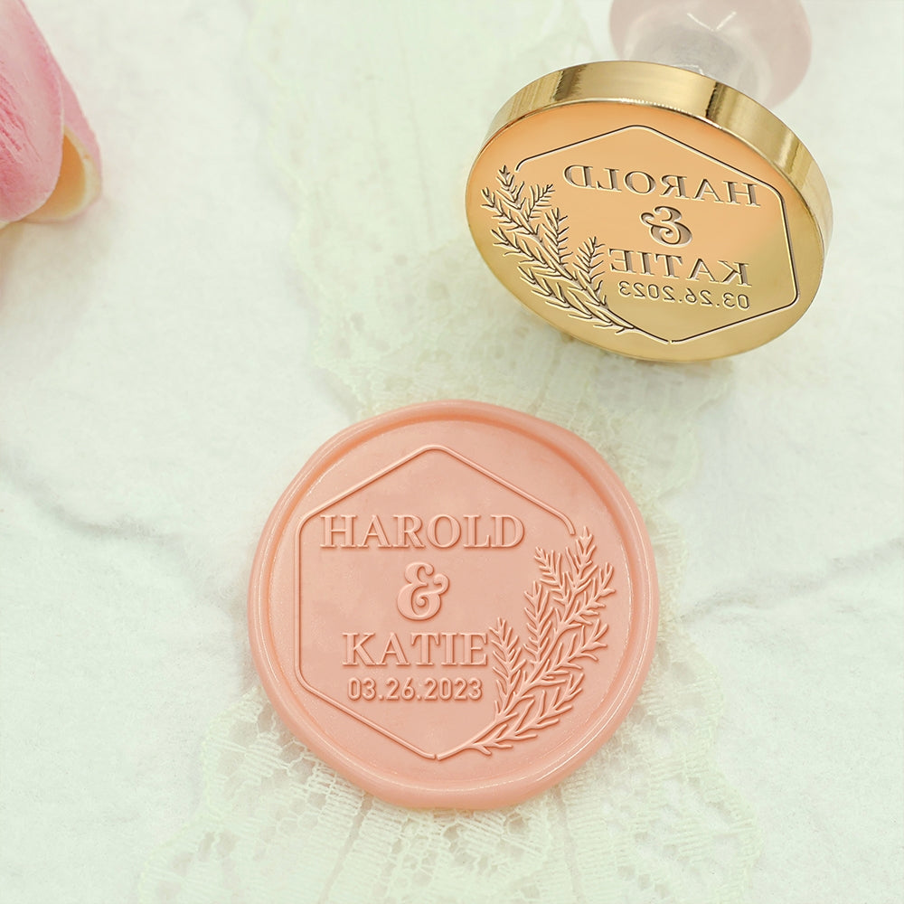 Olive Branch Wedding Custom Wax Seal Stamp with Couple's Names-1